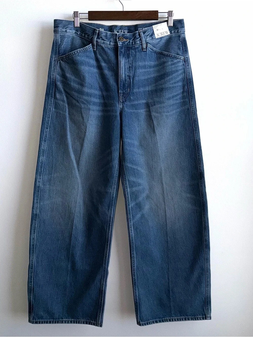 NWT J CREW Zoe Barrel Jeans Mid Rise Rigid Denim Size 31 New Blue